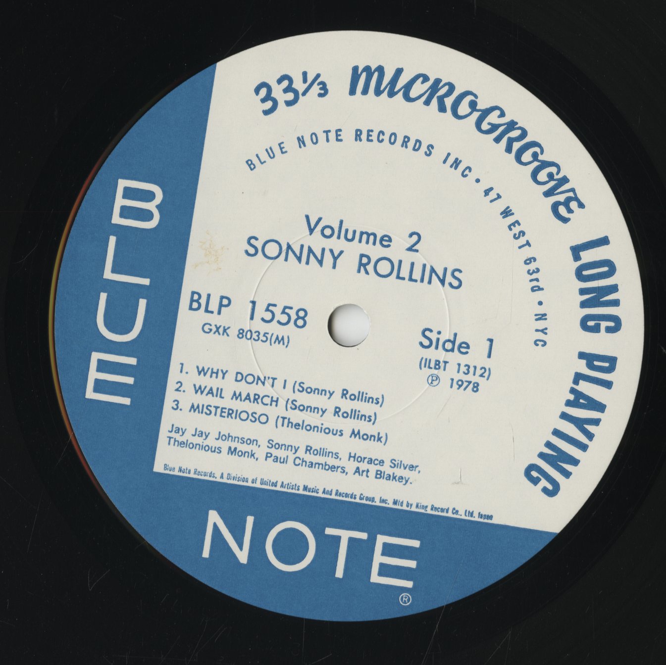 Sonny Rollins – Volume 2 (GXK 8035(M)) LP 1978 JPN Blue Note|中古LP
