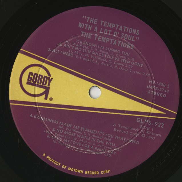 The Temptations / テンプテーションズ / With A Lot O' Soul (922)