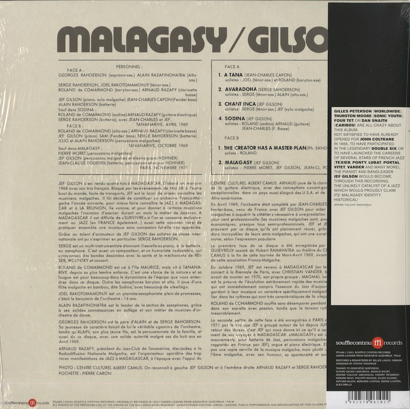 Jef Gilson / ジェフ・ジルソン / Malagasy (180g) (FFL066)