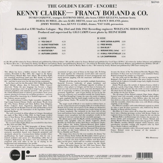 The Kenny Clarke–Francy Boland & Co. – The Golden Eight - Encore! (RW129LP) ITA Rearward|新品LP