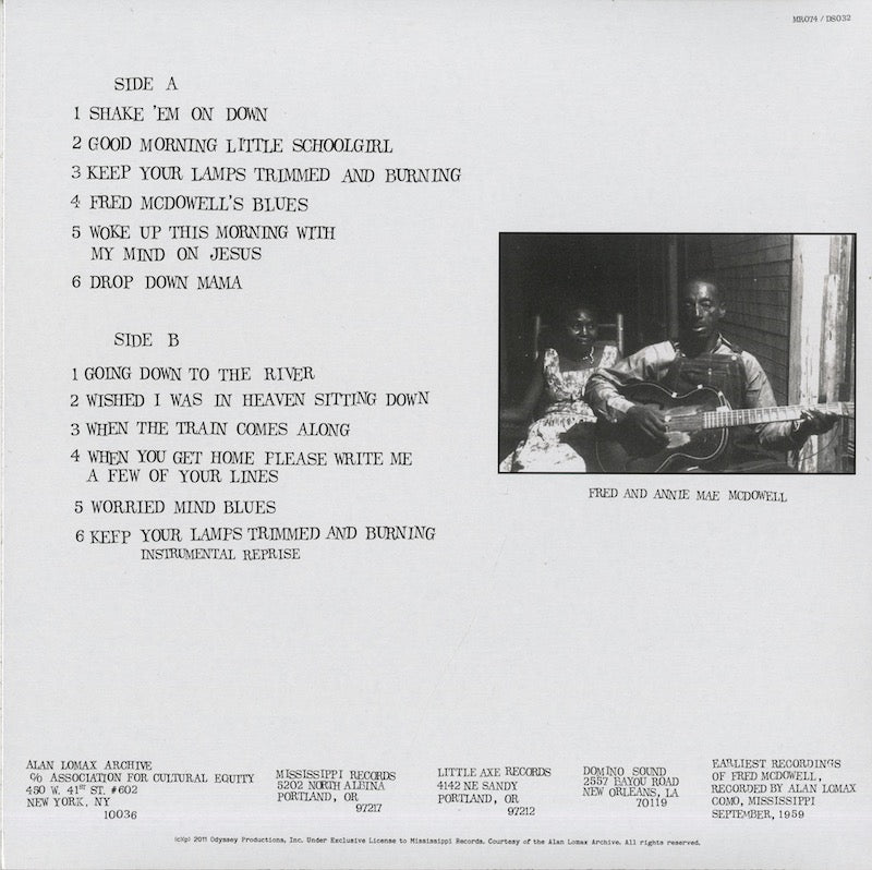 Fred McDowell / フレッド・マクドエル / The Alan Lomax Recordings (MR074)