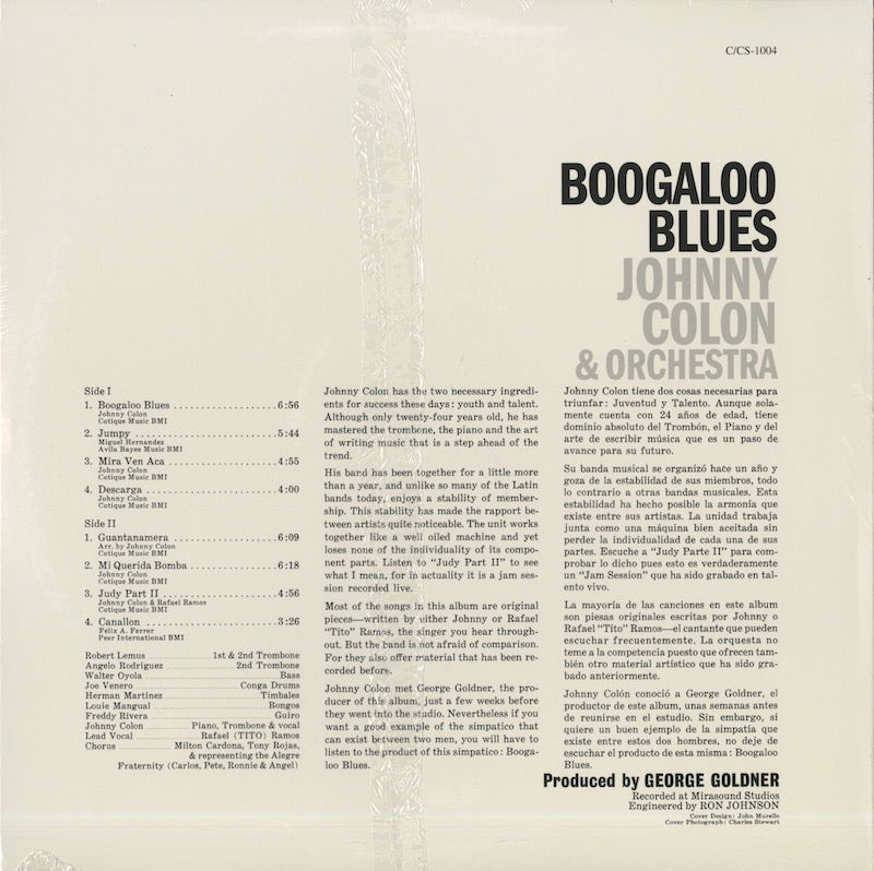 Johnny Colon / ジョニー・コロン / Boogaloo Blues (1004)