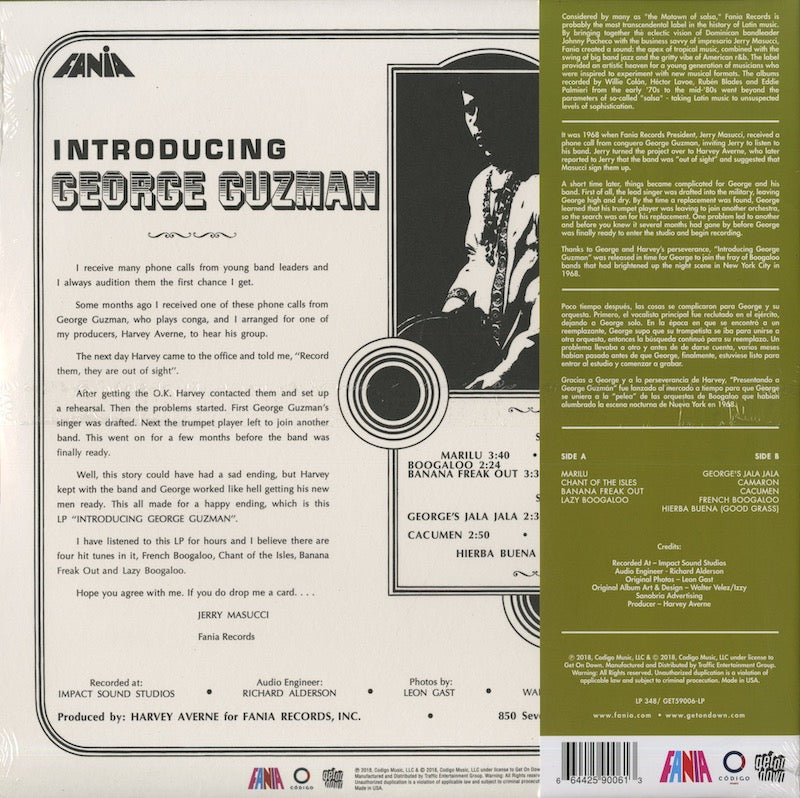 George Guzman – Introducing (GET59006) LP 2018 US Get On Down / Fania |新品LP