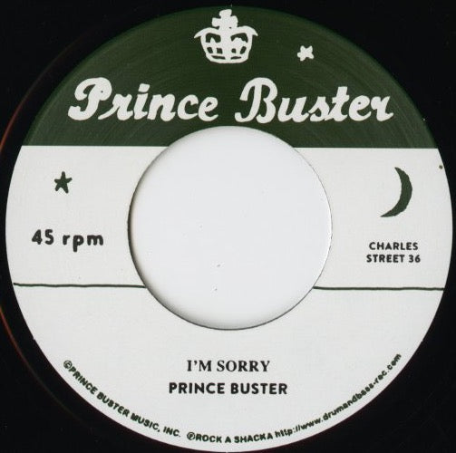 Prince Buster『I Won't Let You Cry / I'm Sorry』JPN Rock A Shacka 7inch(RSPB7-012)プリンス・バスター 未発表ヴォーカル・スカ B