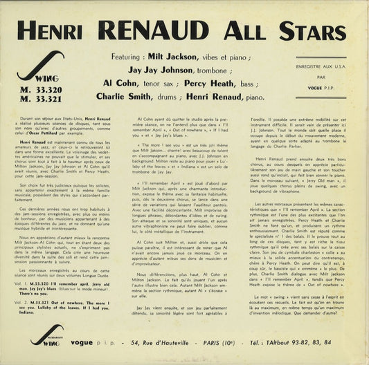 Henri Renaud - Henri Renaud All Stars Vol.1 (BVJJ-2948) 1998 JPN BMG - Vogue|中古10inch