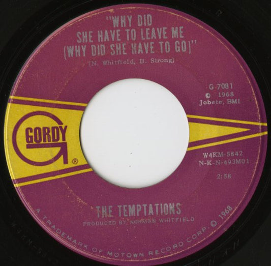 The Temptations - Cloud Nine / Why Did She Have To Leave Me (G-7081) 1968 US Gordy|中古7inch