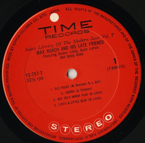 Max Roach - His Late Friends (YS-757-T) LP 1967 JPN Time Records