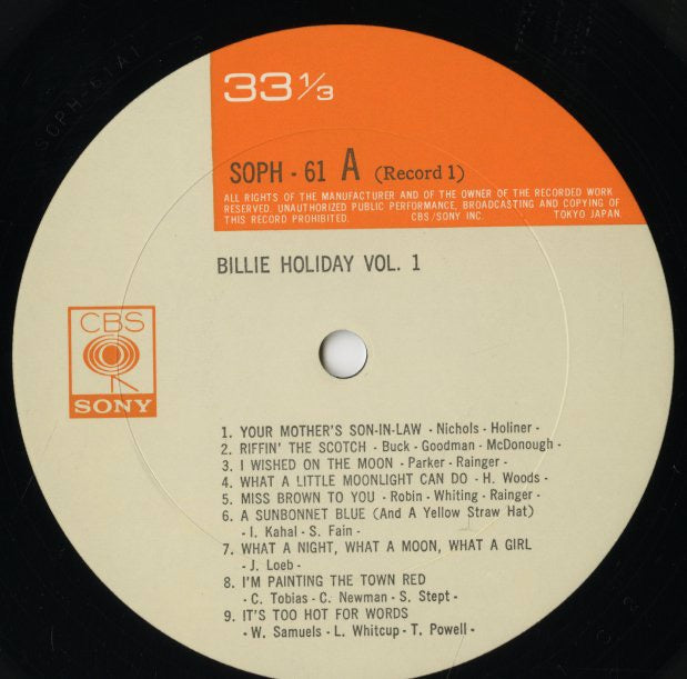 Billie Holiday / ビリー・ホリデイ / Billie Holiday Vol. 1 (SOPH-61/62)