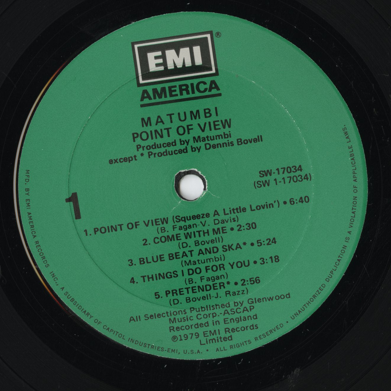 Matumbi / マトゥンビ / Point Of View -US edition (SW-17034)