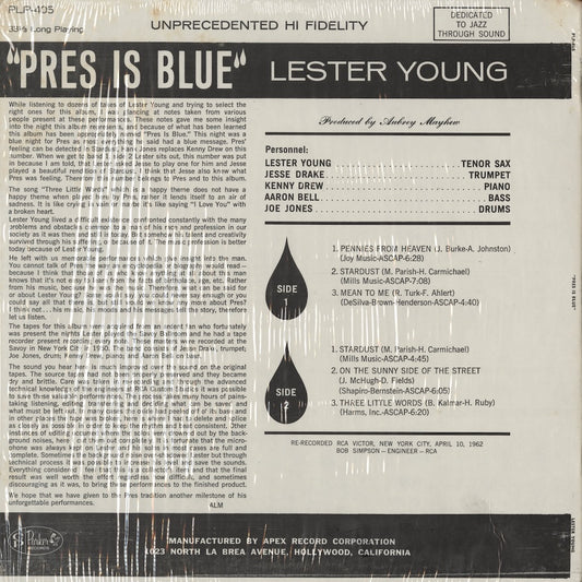 Lester Young / Pres Is Blue (PLP-405) LP 1962 US Charlie Parker Records｜中古LP