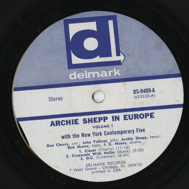 Archie Shepp With The New York Contemporary 5 - In Europe (DS 9409) LP 1967 US Delmark｜中古LP