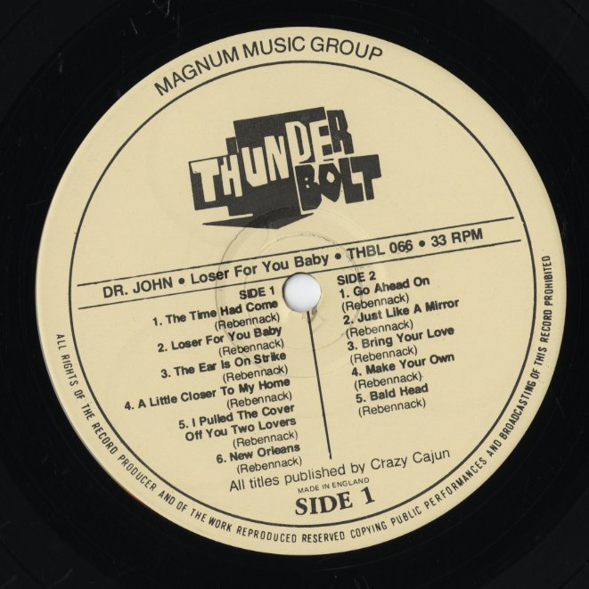 Dr. John - Loser For You Baby (THBL 066) LP 1988 UK Thunder Bolt｜中古LP