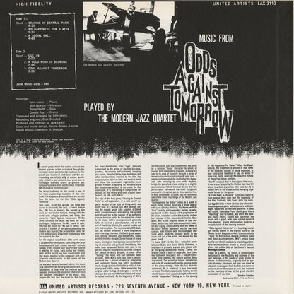 The Modern Jazz Quartet / Music From "Odds Against Tomorrow" (LAX 3113) LP 1976 JPN United Artists｜中古LP