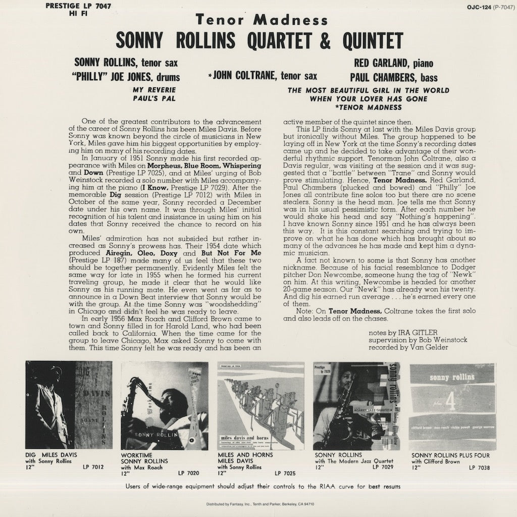 Sonny Rollins / ソニー・ロリンズ・カルテット / Tenor Madness (OJC-124)