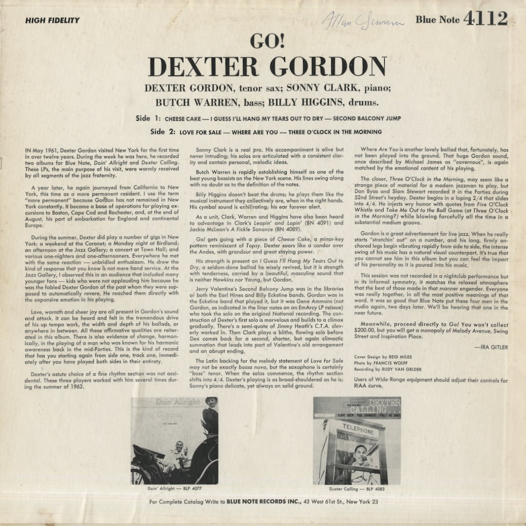 Dexter Gordon / デクスター・ゴードン / Go! (BLP 4112)