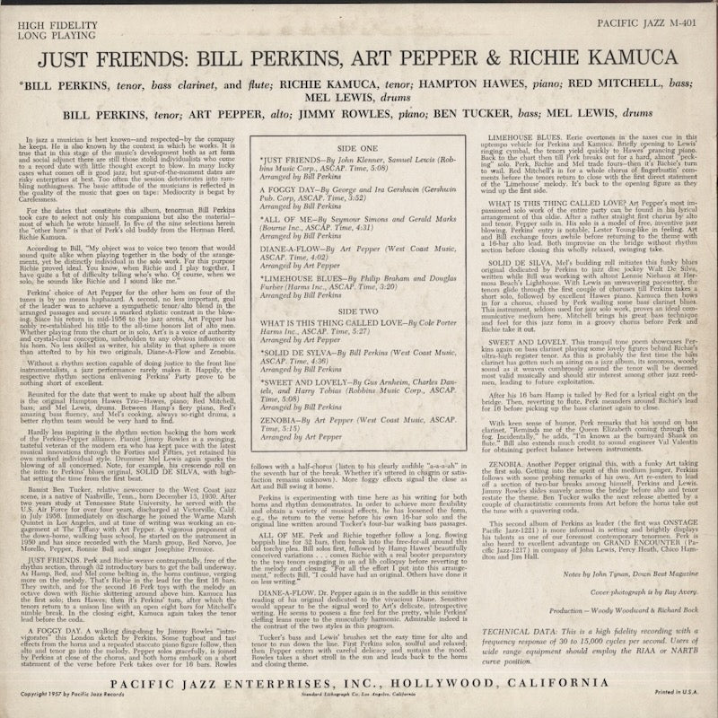 Bill Perkins / ビル・パーキンス / Just Friends (PJ M-401)