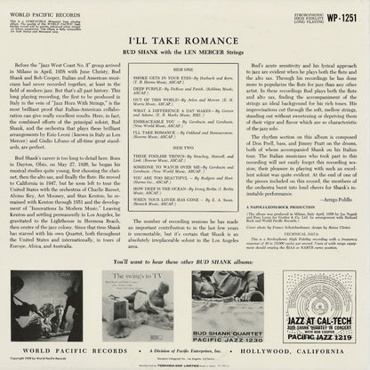 Bud Shank - I'll Take Romance (PJ-1251) 1992 JPN World Pacific Records｜中古LP