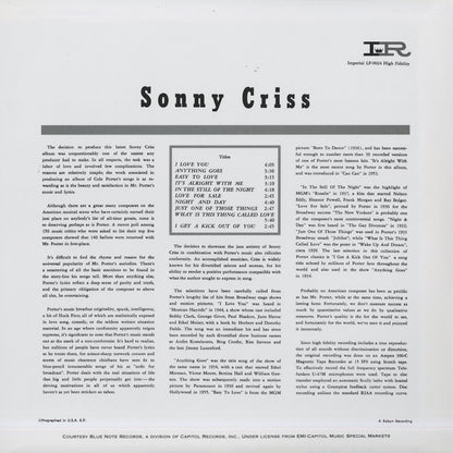 Sonny Criss - Sonny Criss Plays Cole Porter (LP-9024) LP 2005 US Classic Records｜中古LP
