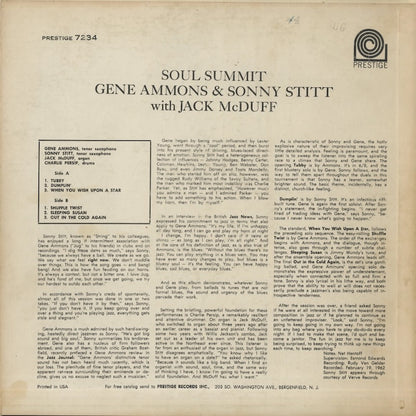 Gene Ammons & Sonny Stitt With Jack McDuff / Soul Summit (PRST 7234)