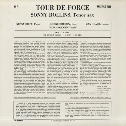 Sonny Rollins / ソニー・ロリンズ / Tour De Force (SMJ-6588(M))