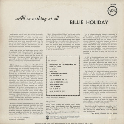 Billie Holiday / ビリー・ホリデイ / All Or Nothing At All (V6-8329)
