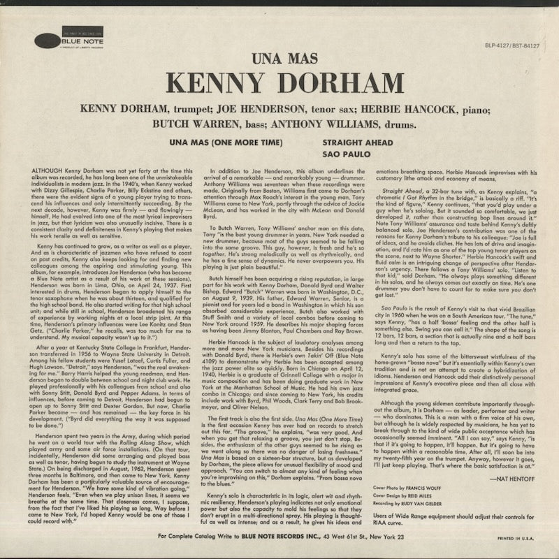 Kenny Dorham / ケニー・ドーハム / Una Mas (BST 84127)