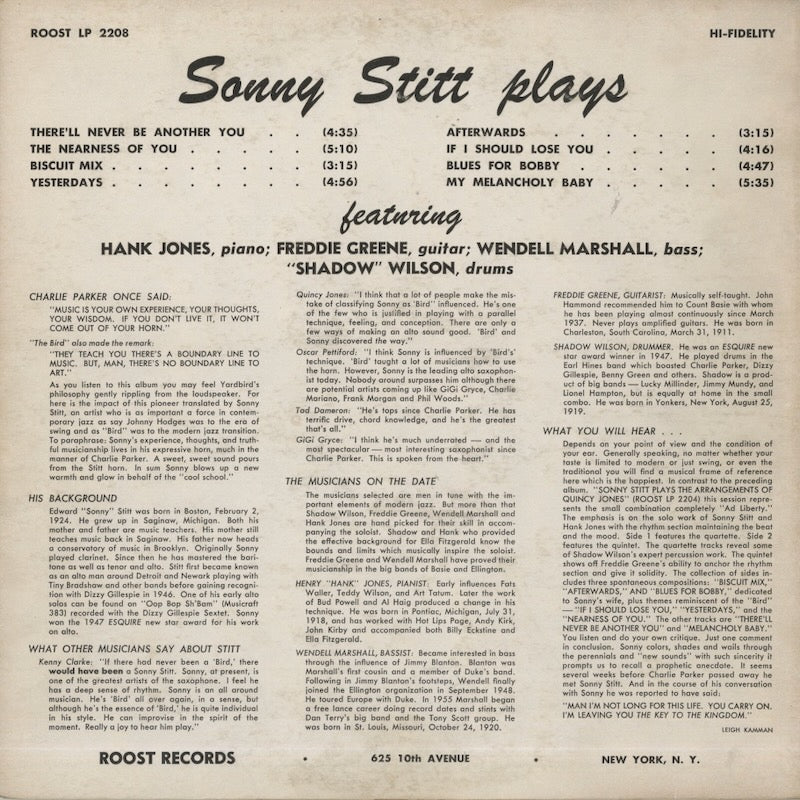 Sonny Stitt / ソニー・スティット / Sonny Stitt Sonny Stitt Sonny Stitt Sonny Stitt (RLP 2208)