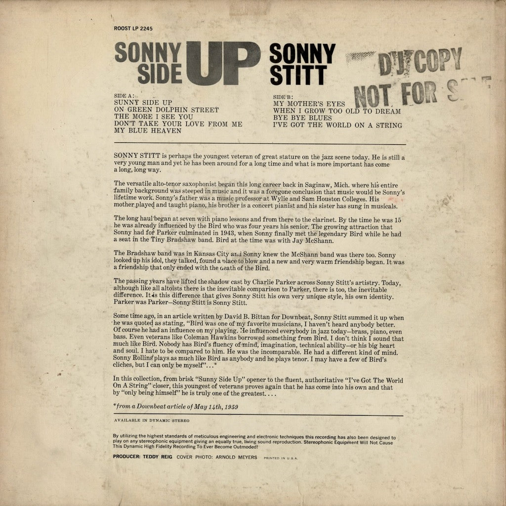 Sonny Stitt – Sonny Side Up (LP 2245) LP 1960 US Royal Roost｜中古LP