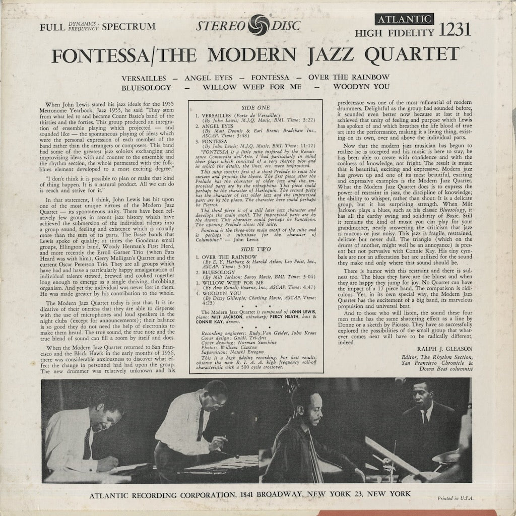 The Modern Jazz Quartet / モダン・ジャズ・カルテット / Fontessa (SD 1231)