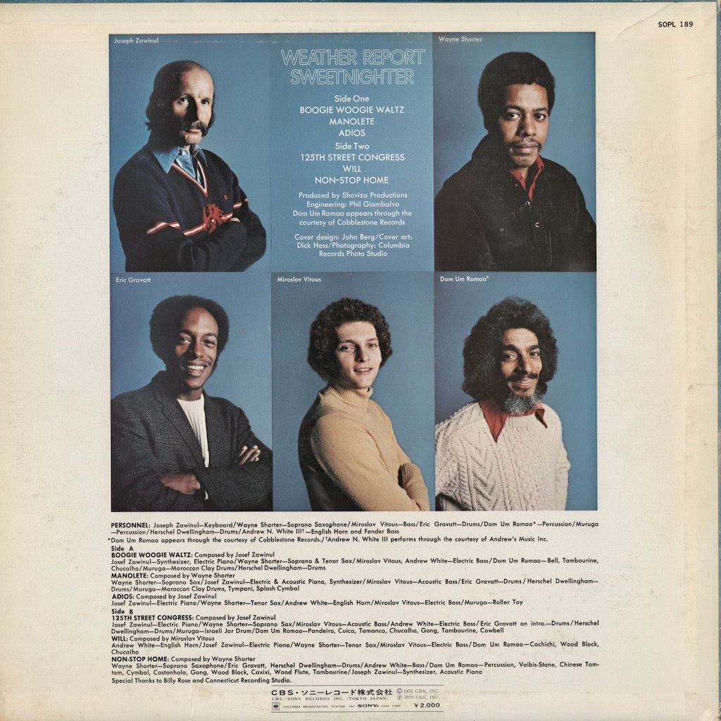 Weather Report - Sweetnighter (SOPL-189) LP 1973 JPN CBS Sony｜中古LP