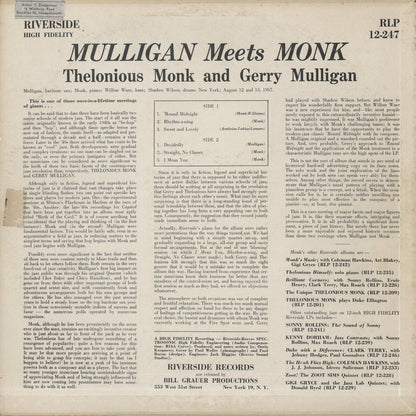 Thelonious Monk And Gerry Mulligan / セロニアス・モンク　ジェリー・マリガン / Mulligan Meets Monk (RLP 12-247)