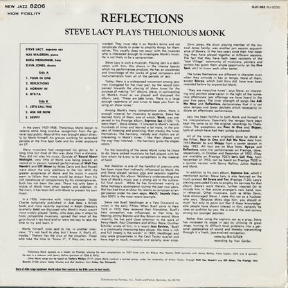 Steve Lacy - Reflections (Steve Lacy plays Thelonious Monk) (OJC-063) 1983 US New Jazz / Original Jazz Classics｜中古LP