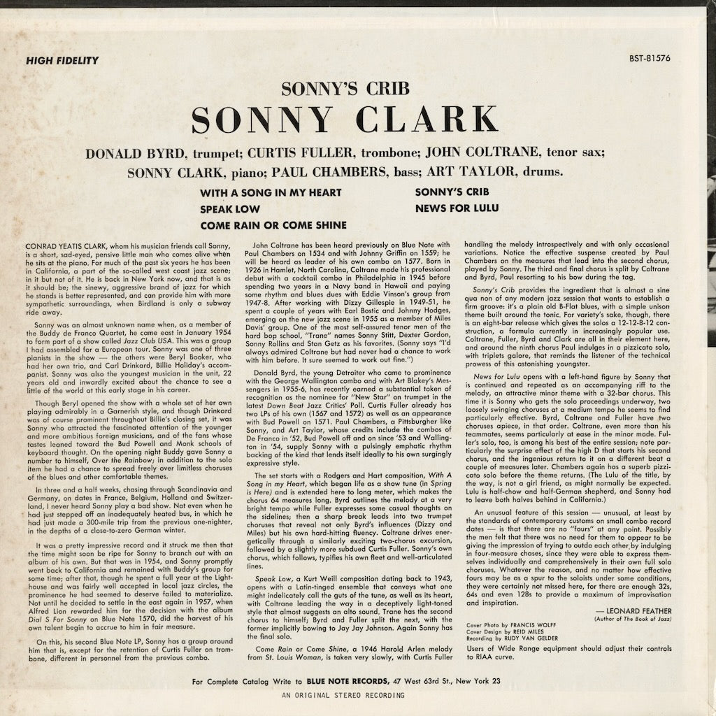 Sonny Clark - Sonny's Crib (BST 81576) 1972 US Blue Note｜中古LP