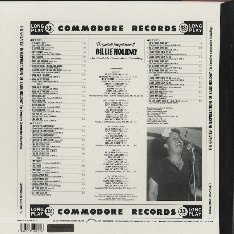 Billie Holiday / ビリー・ホリデイ / The Complete Commodore Recordings (KIJJ-2061-3)