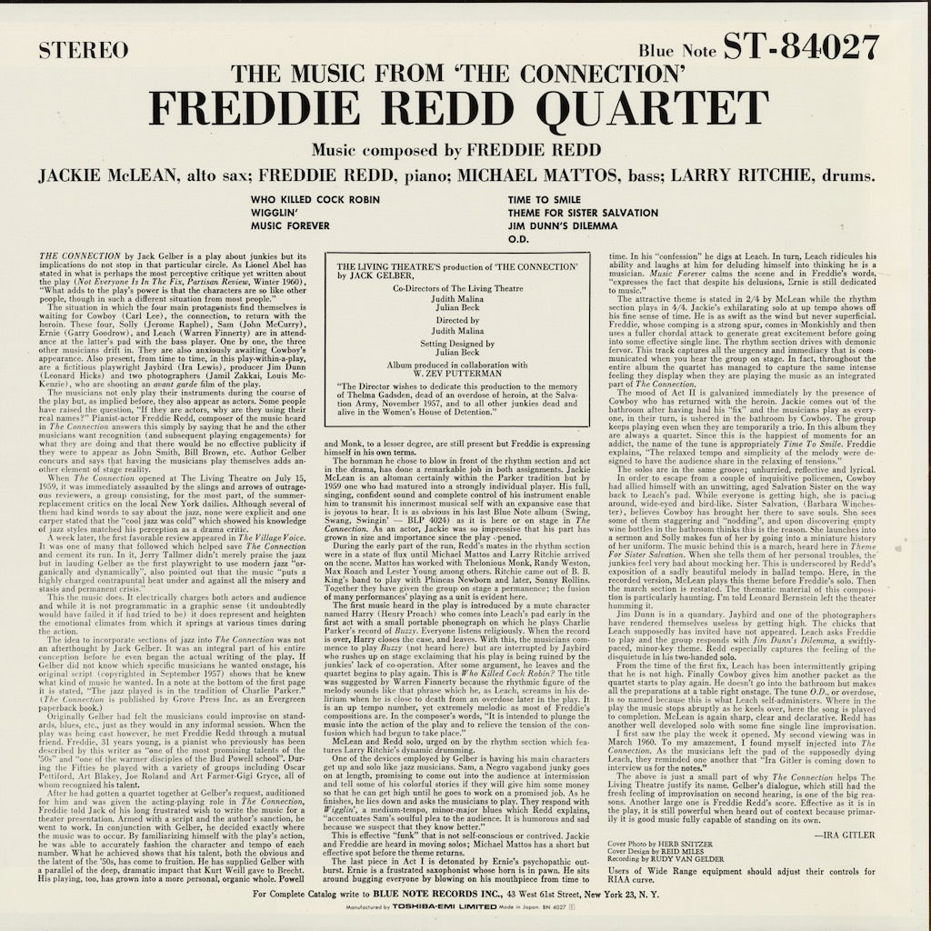Freddie Redd - The Music From The Connection (BN 4027) 1992 JPN Blue Note - 東芝EMI｜中古LP