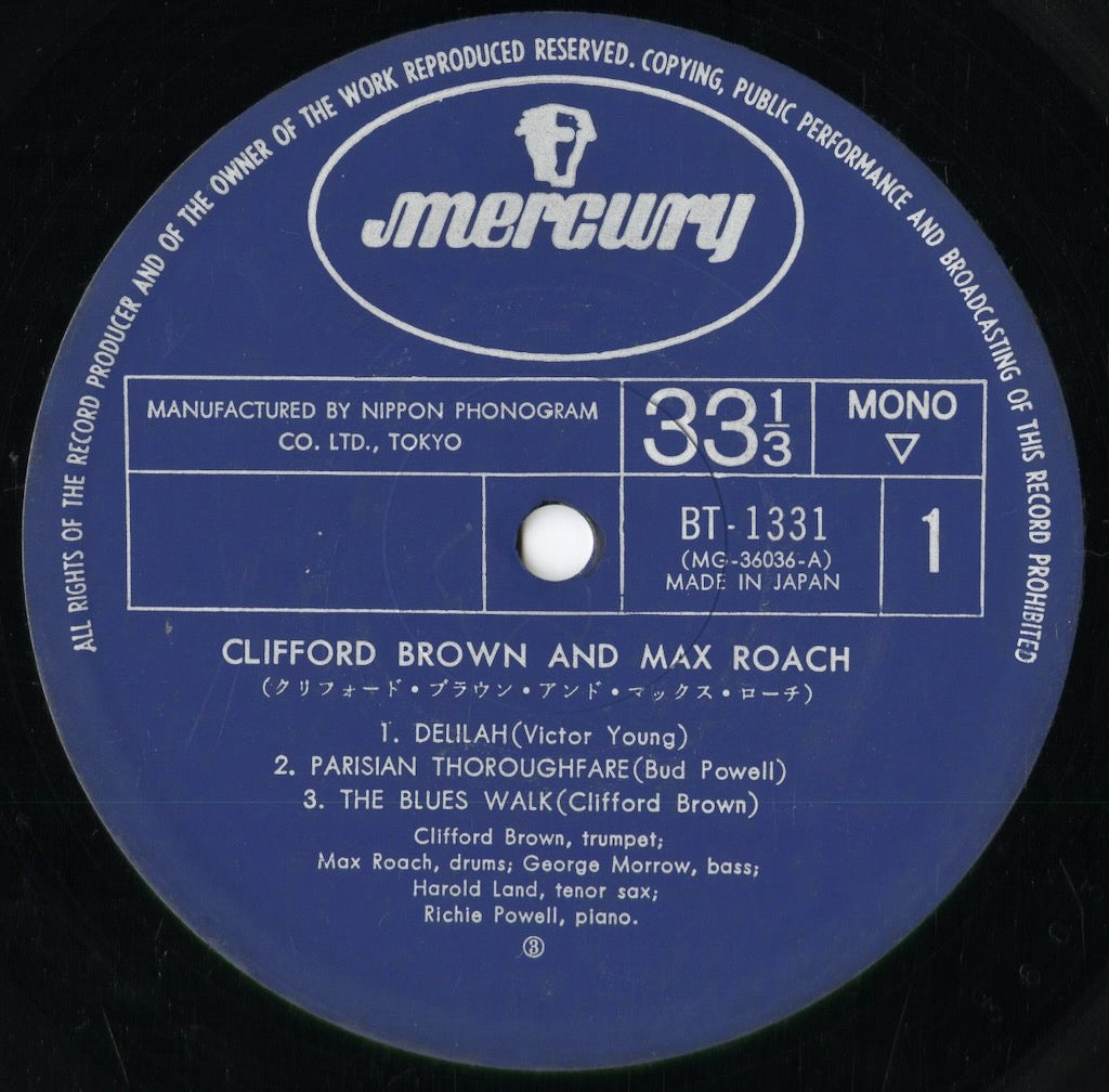 Clifford Brown & Max Roach - Clifford Brown And Max Roach (BT-1331) 1974 JPN Mercury｜中古LP