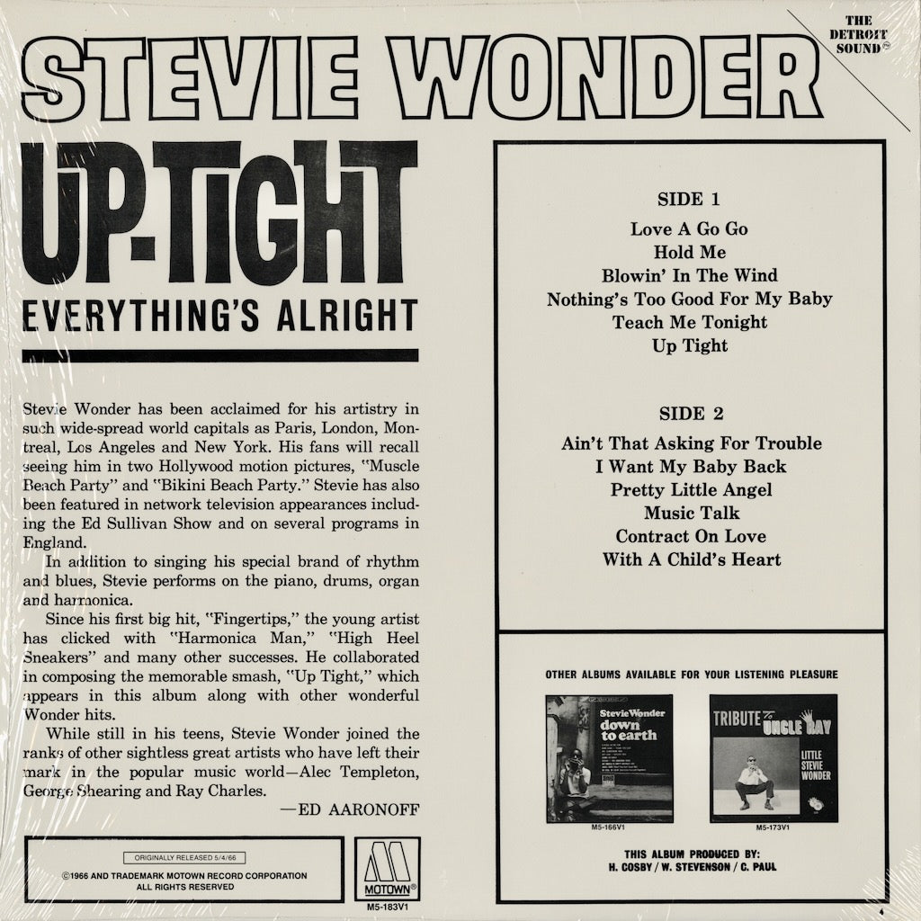 Stevie Wonder / スティーヴィ・ワンダー / Up Tight (M5-183V1)