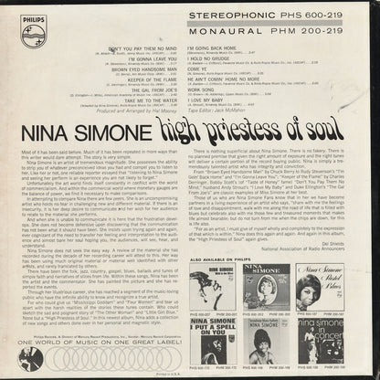 Nina Simone - High Priestess Of Soul (PHM 200-219) 1967 US Philips｜中古LP