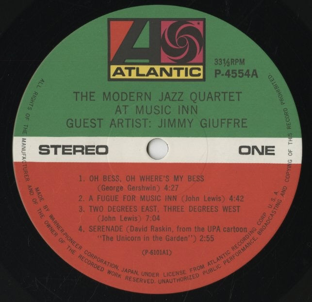 Modern Jazz Quartet - Jimmy Giuffre / モダン・ジャズ・カルテット / The Modern Jazz Quartet At Music Inn (P-4554A)