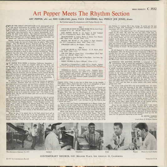 Art Pepper - Meets The Rhythm Section (C3532) 1957 US Contemporary｜中古LP