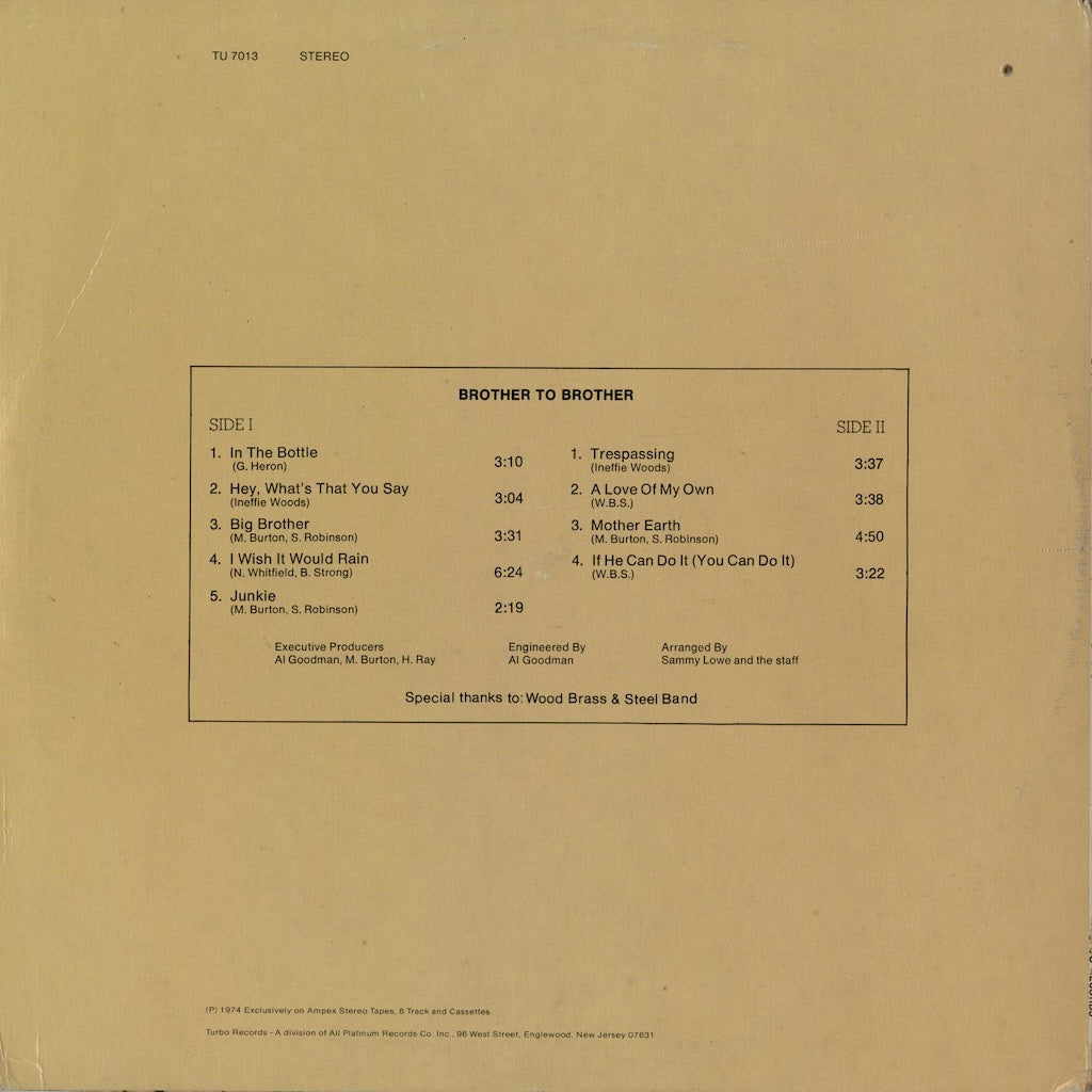 Brother To Brother - In The Bottle (TU-7013GM) 1974 US Turbo｜中古LP