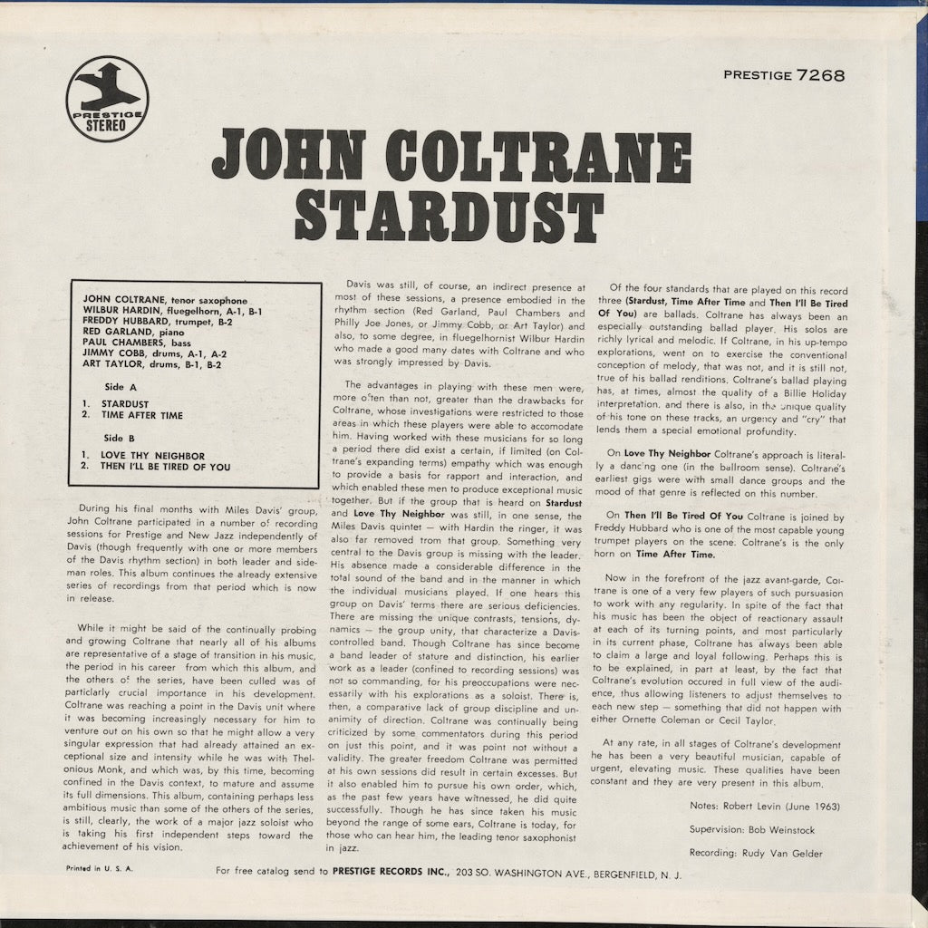 John Coltrane / Stardust (PRST 7268) LP US Prestige｜中古LP