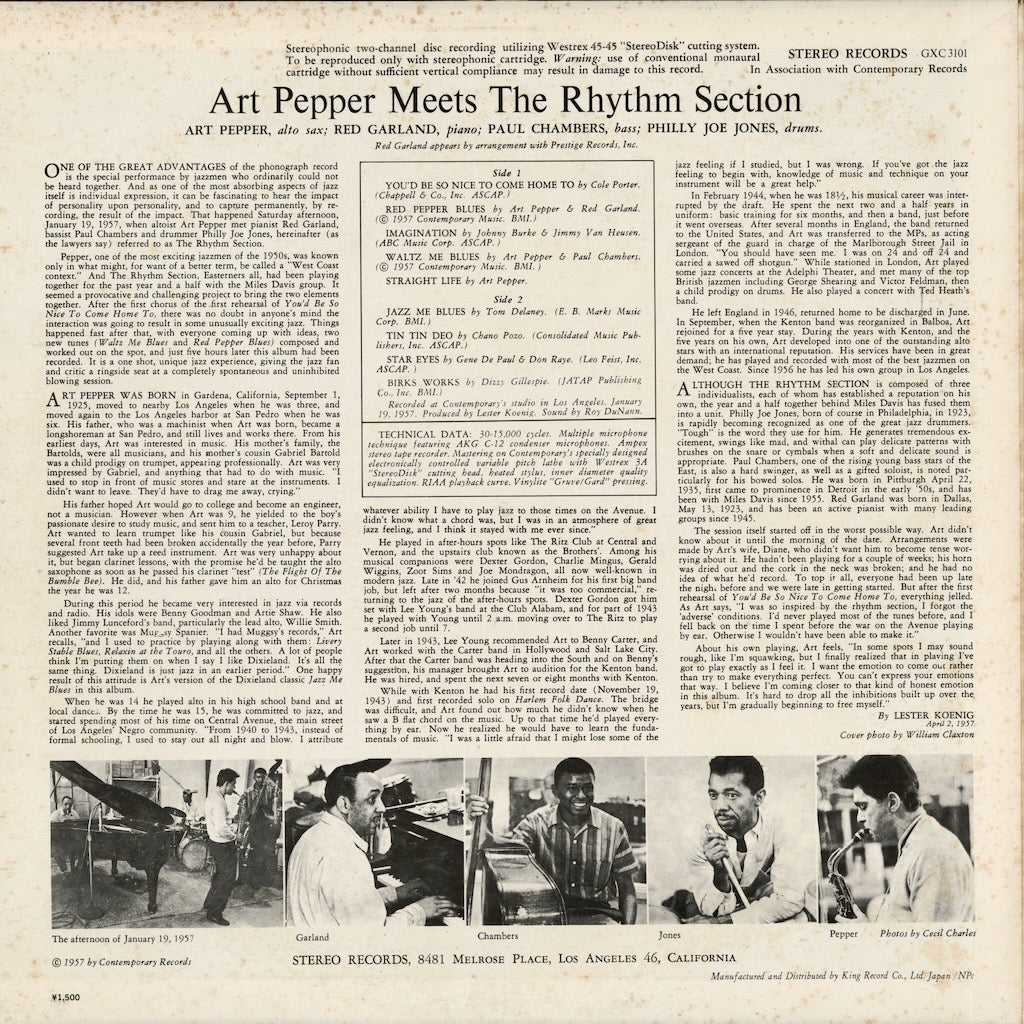 Art Pepper / アート・ペッパー / Meets The Rhythm Section  (GXC-3101)