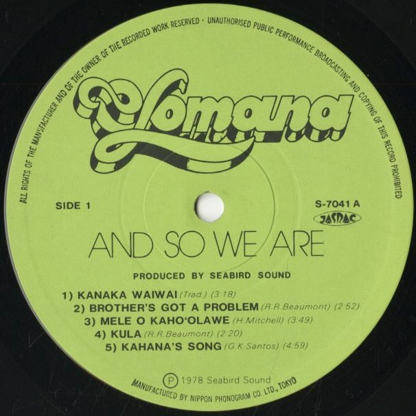 Olomana / オロマナ / And So We Are (S-7041)