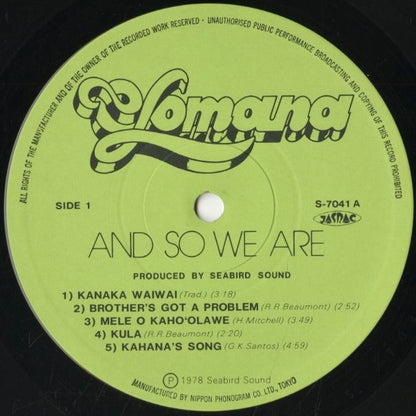 Olomana / オロマナ / And So We Are (S-7041)