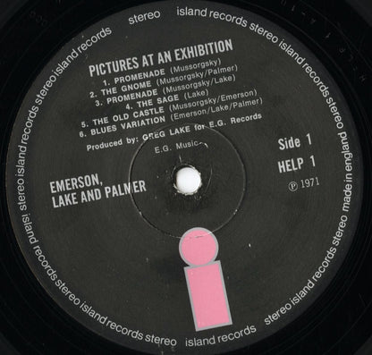 Emerson, Lake & Palmer - Pictures At An Exhibition (HELP 1) 1971 UK Island｜中古LP