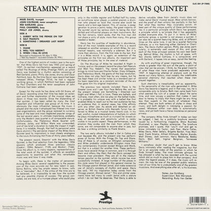 Miles Davis / マイルス・デイヴィス / Steamin' (OJC-391)