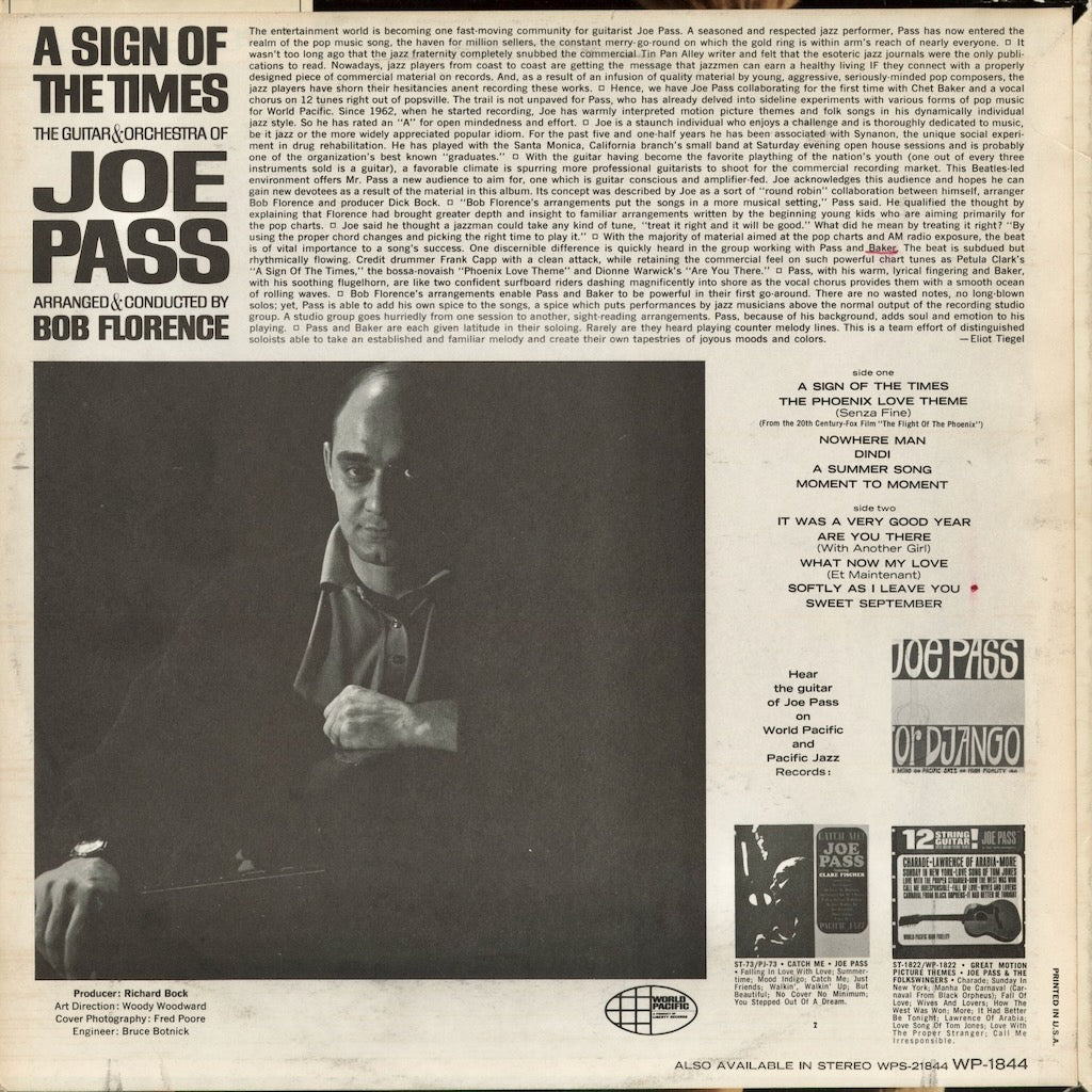 Joe Pass - A Sign Of The Times (WP-1844) 1966 US World Pacific MONO｜中古LP