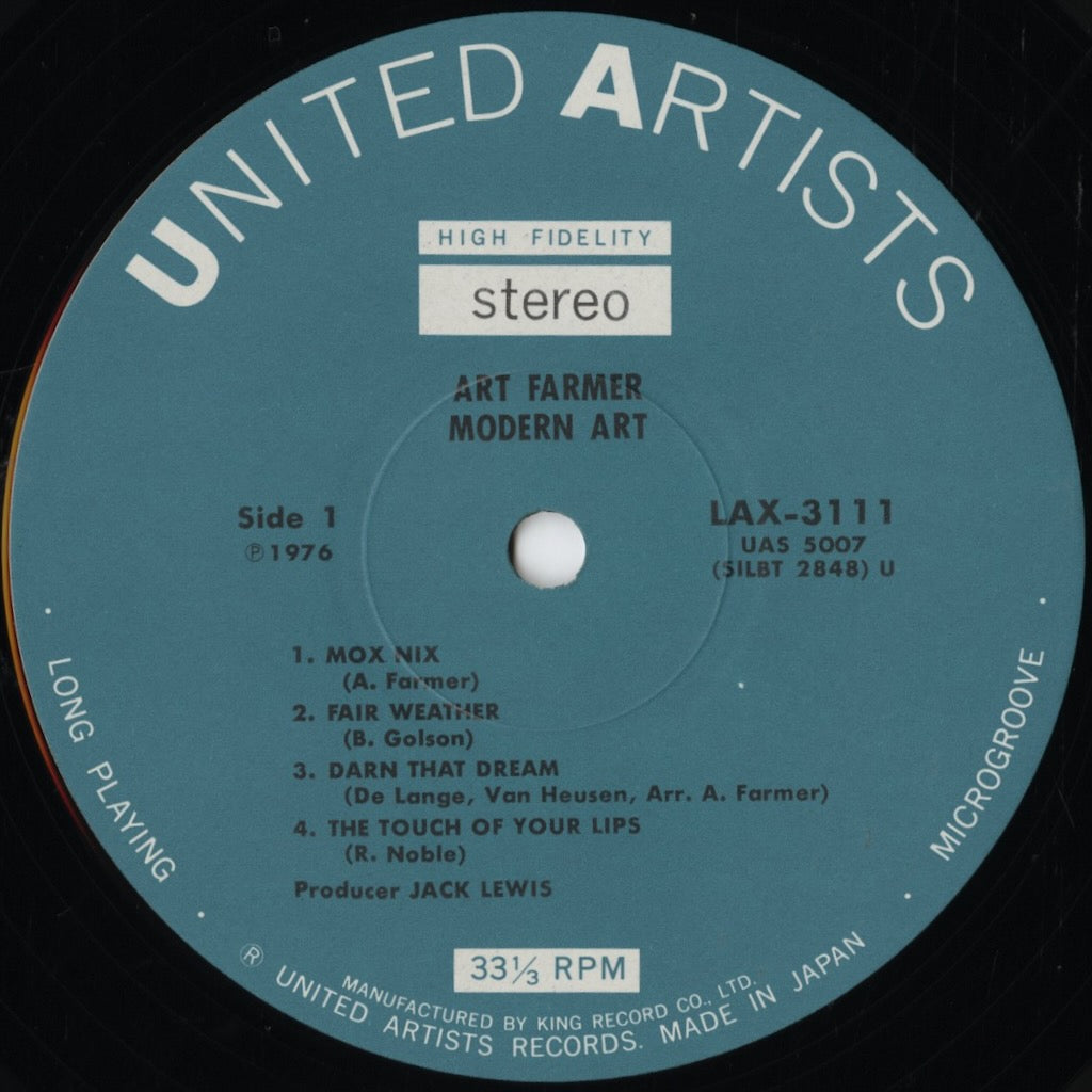 Art Farmer - Modern Art (LAX 3111) 1976 JPN United Artists / King Records｜中古LP