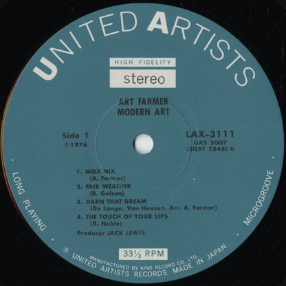 Art Farmer - Modern Art (LAX 3111) 1976 JPN United Artists / King Records｜中古LP